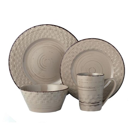 Lorren Home Trends Lorren Home Trends LH515 16 Piece Distressed Weave Dinnerware Set; Mocca LH515